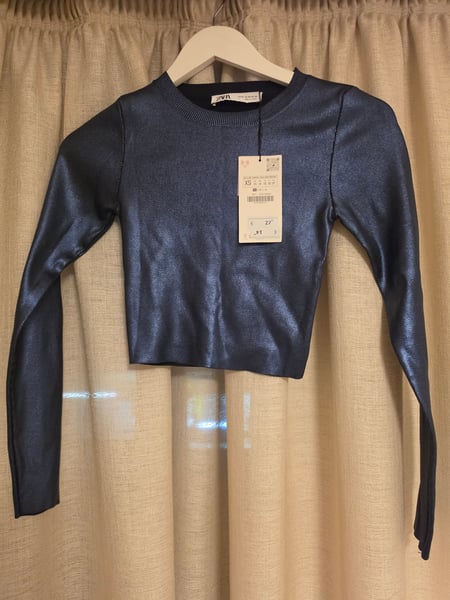 ZARA Dark Blue Cropped Top XS with tags