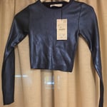 ZARA Dark Blue Cropped Top XS with tags
