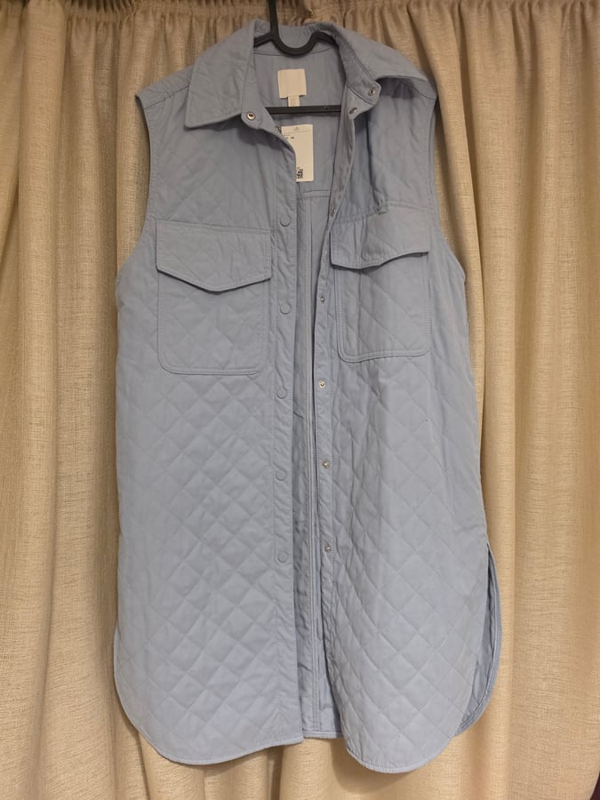 Quilted H&M long vest light blue with tags