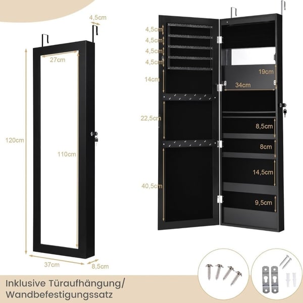 Wall Jewelry Cabinet with Mirror