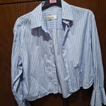 Valentino Blue Striped Cropped Shirt