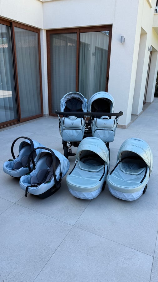 Twin Stroller Set with Carrycots & Car Seats