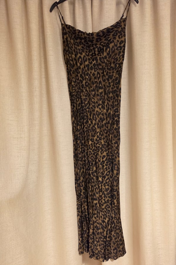 Zara Leopard print satin slip midi Dress,XS size