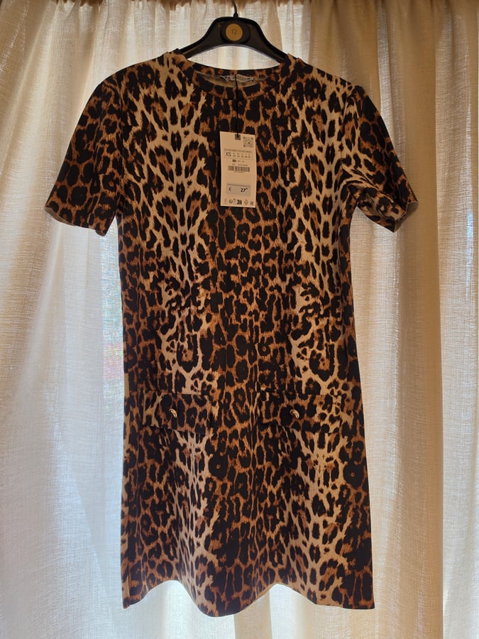 Zara animal leopard print dress,XS,brand new with tags