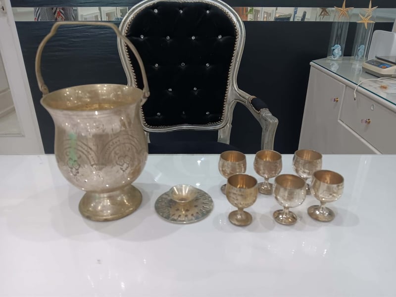 Metal Goblet Set with Bucket
