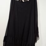 Black Ruffled Dress with Stone Details