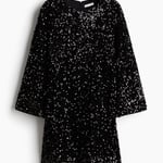 H&M Black Sequined A-line dress,size XS 