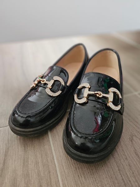 Black Loafers with Gold Buckles, size 33