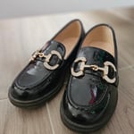 Black Loafers with Gold Buckles, size 33