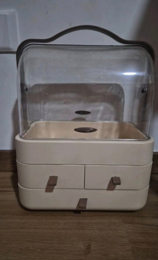 Beige Jewelry Storage Box with Drawers