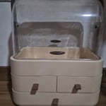Beige Jewelry Storage Box with Drawers