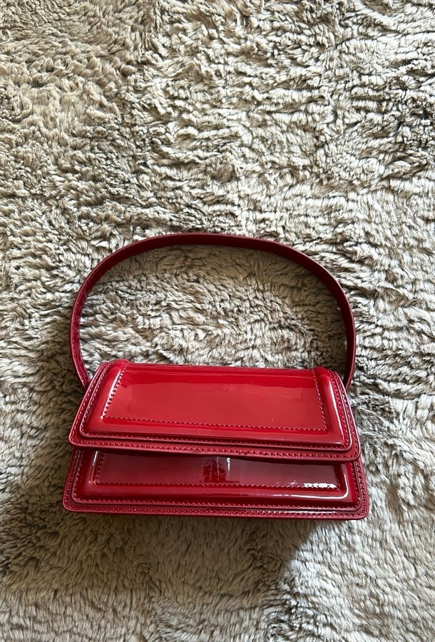 PrettyLittleThing Burgundy Patent Mini Handbag