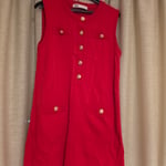 Zara Red Sleeveless knit Dress with Gold Buttons, XS size