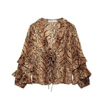 Zara chiffon Animal Print Blouse, Small size