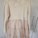 Mayoral Girls Ivory/Pink Knit & Tulle Dress (7 Years / 122cm)