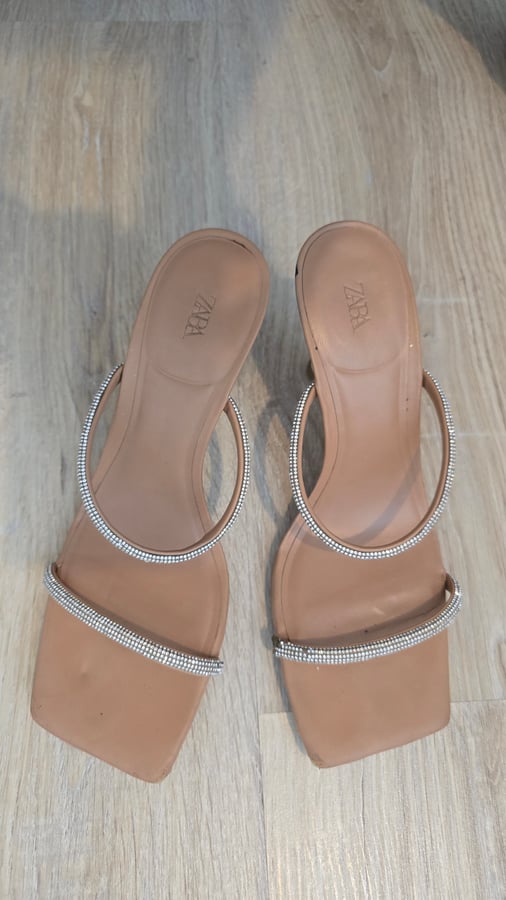 Zara Beige Rhinestone Sandals