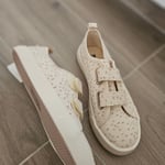 Beige Girls Shoes with Velcro Straps, size 33