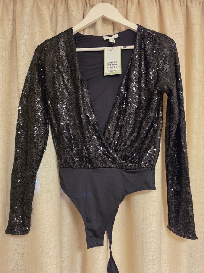 H&M Sequined body black new with tags