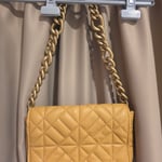Zara quilted shoulder bag with chain strap, beige colour