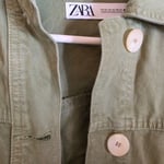 Zara balloon sleeves denim jacket in mint green colour, oversize, XS size