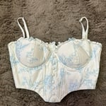 Oh Polly Blue Floral Corset Crop Top – Size UK 8