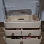 Beige Jewelry Storage Box with Drawers