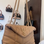 Saint Laurent Beige Quilted Shoulder Bag