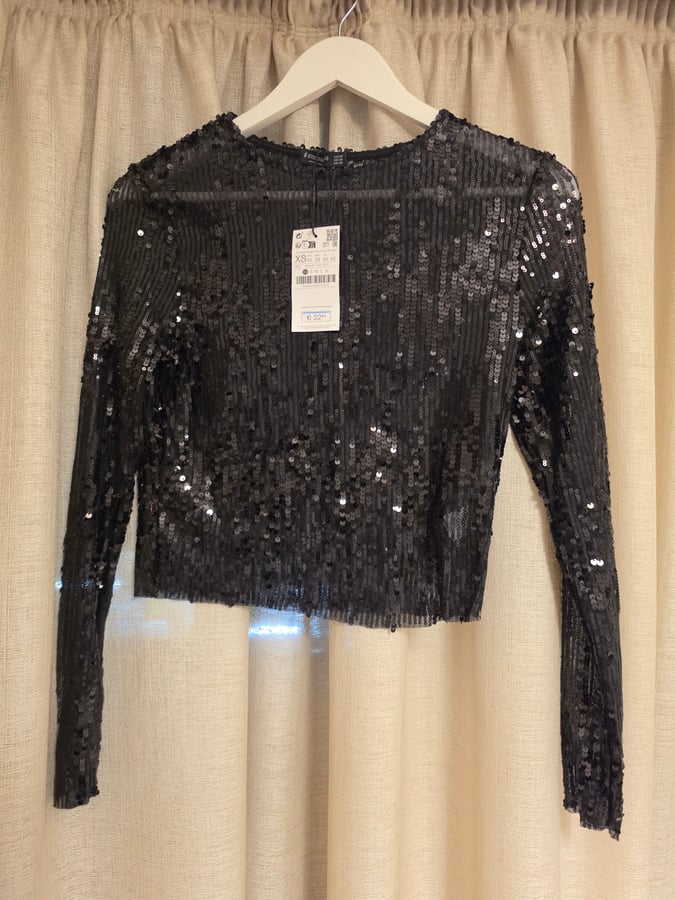 Black Sequin Top Stradivarius XS with tags