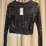 Black Sequin Top Stradivarius XS with tags