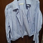 Valentino Blue Striped Cropped Shirt