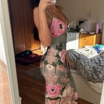 Sage Green & Pink Floral Fitted Maxi Dress – UK Size Small