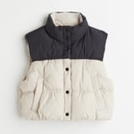 H&M cropped vest in light beige and black, size XS
