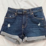 Dark Blue Denim Shorts with Ripped Knees size 36