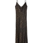 Zara Leopard print satin slip midi Dress,XS size