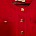 Zara Red Sleeveless knit Dress with Gold Buttons, XS size