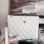 Chanel White Quilted Clutch Bag