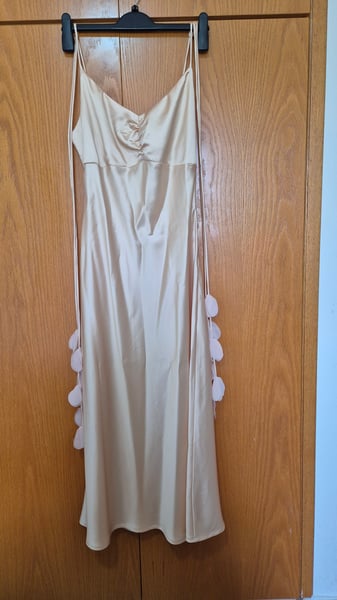 Butter Yellow Colored Formal Satin Dress