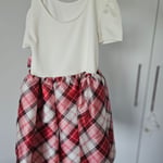 H&M Girls' Holiday Festive Party Dress – White & Red Plaid Tartan