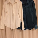 Fine Wale Corduroy Shirts in cream and emerald green colour, XS size