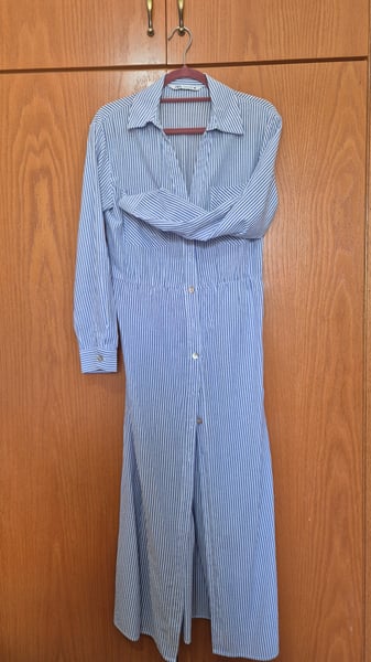 Blue & White Striped Shirt Dress