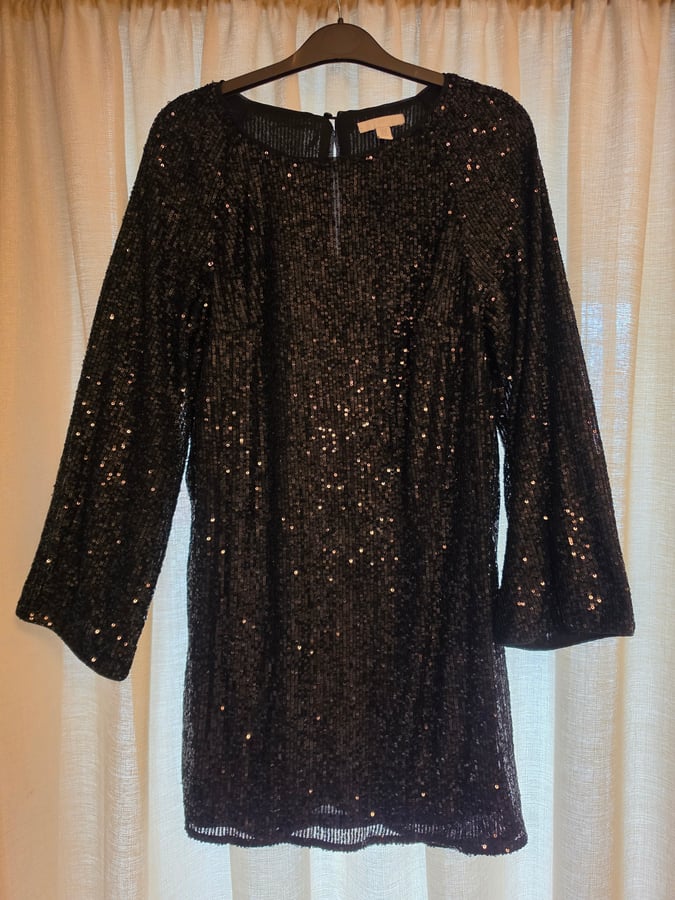 H&M Black Sequined A-line dress,size XS 