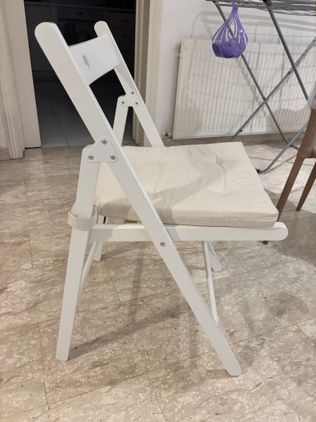 White Folding Chair with Cushion