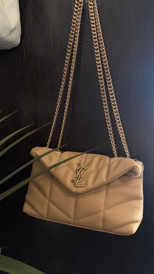 Saint Laurent Beige Quilted Shoulder Bag