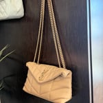 Saint Laurent Beige Quilted Shoulder Bag