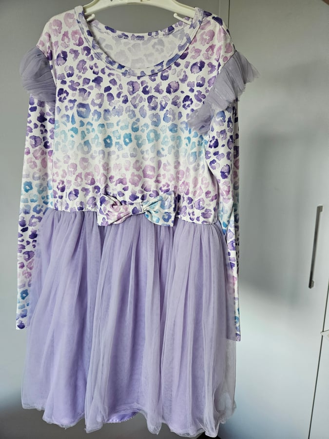 SHEIN Girl Leopard Print Pastel Tulle Dress (8yrs)