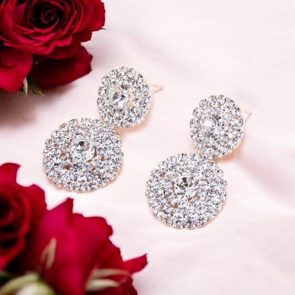Crystal Double Layer Earrings