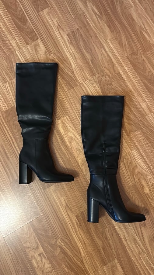 Black Heeled Over-the-Knee Boots – Size EU 38
