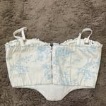 Oh Polly Blue Floral Corset Crop Top – Size UK 8