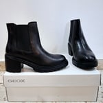 GEOX Black Leather Ankle Boots