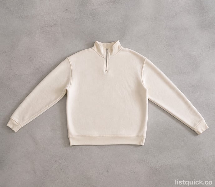Cream Quarter-Zip Sweater